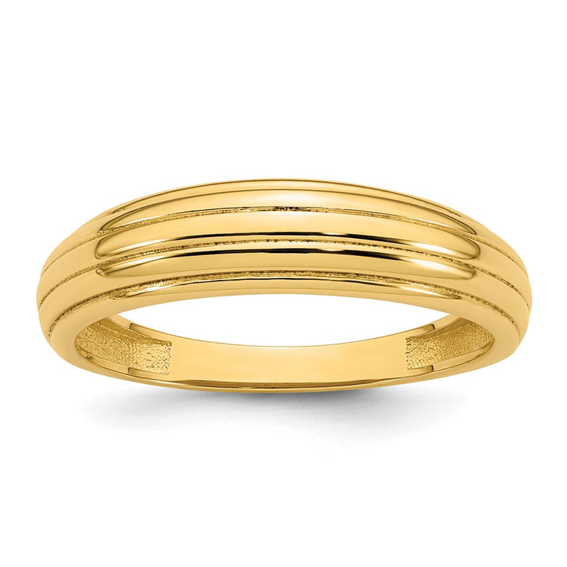 14K Yellow Gold Polished Grooved Graduated Size 7 Ring