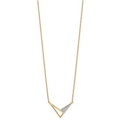 14K Yellow Gold Polished 1/10 carat Diamond Geometric Triangles 18 Inch Fashion Necklace