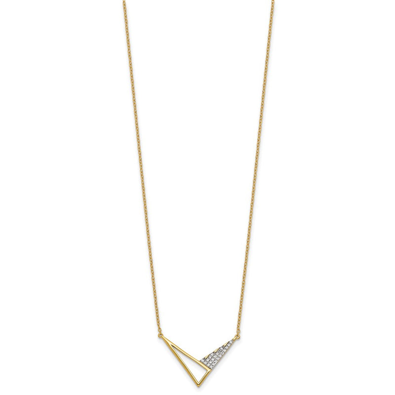 14K Yellow Gold Polished 1/10 carat Diamond Geometric Triangles 18 Inch Fashion Necklace