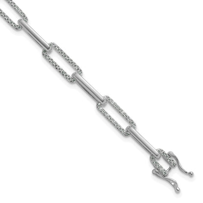 14K White Gold Polished Complete 1.4 carat Diamond Paperclip Link 7 Inch Bracelet