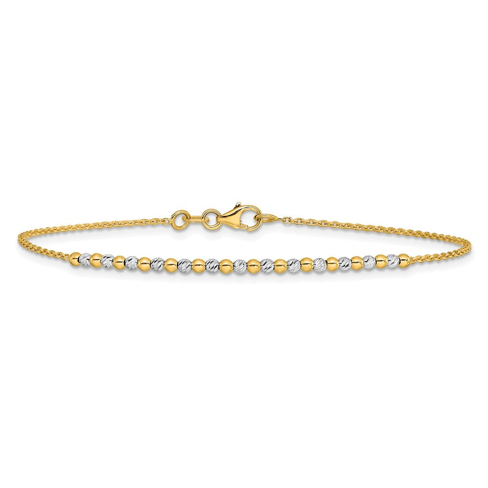 14K Two-Tone Gold Two-tone Diamond-cut Beaded 18 Inch Necklace