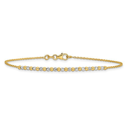 14K Two-Tone Gold Two-tone Diamond-cut Beaded 18 Inch Necklace