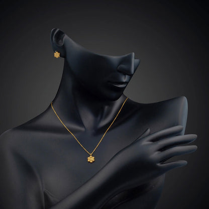 22K Yellow Gold 2-Piece Earrings Necklace Set