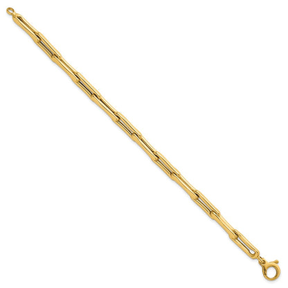 14K Yellow Gold Polished 5.7mm Fancy Long Link Chain Bracelet