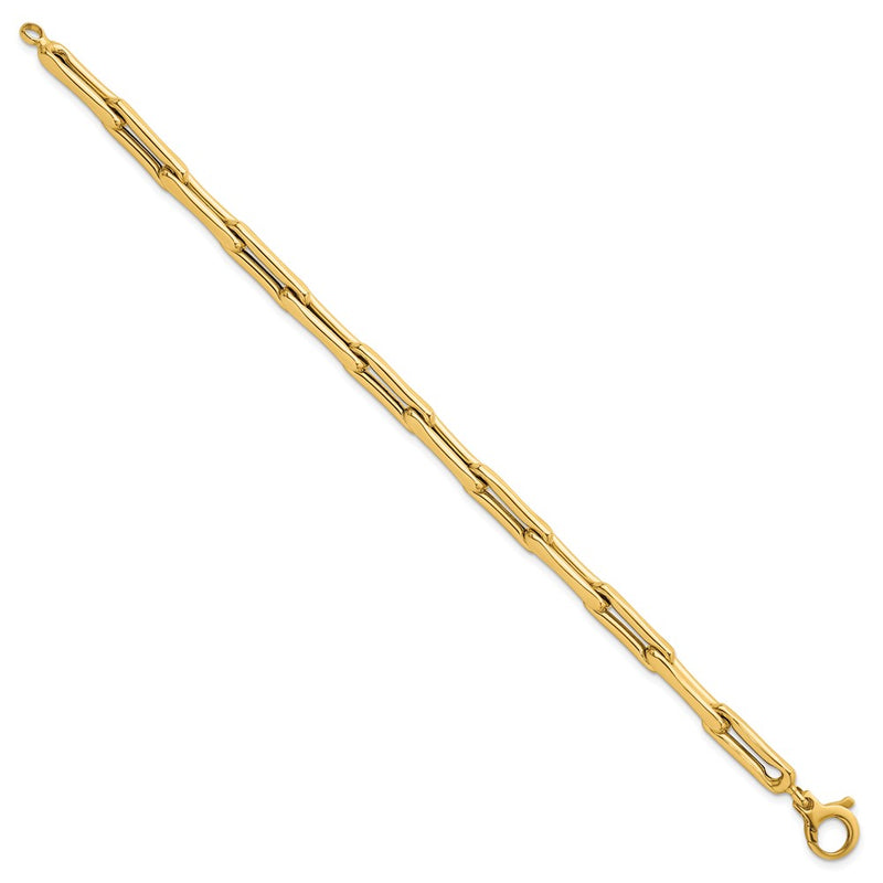 14K Yellow Gold Polished 5.7mm Fancy Long Link Chain Bracelet
