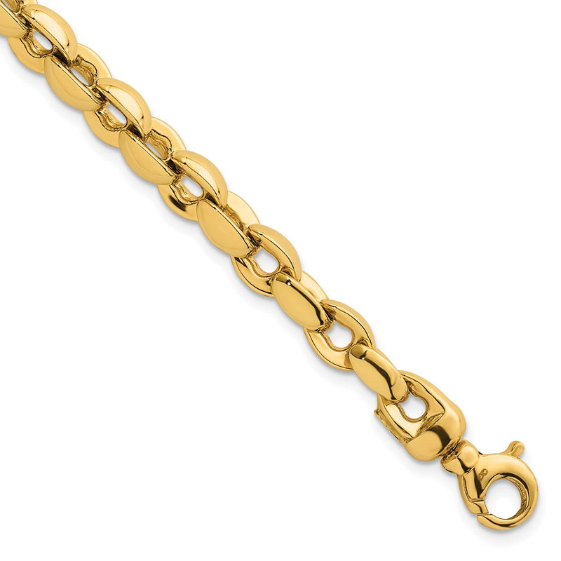 14K Yellow Gold Polished 6.75mm Round Fancy Link 7.5 Inch Bracelet