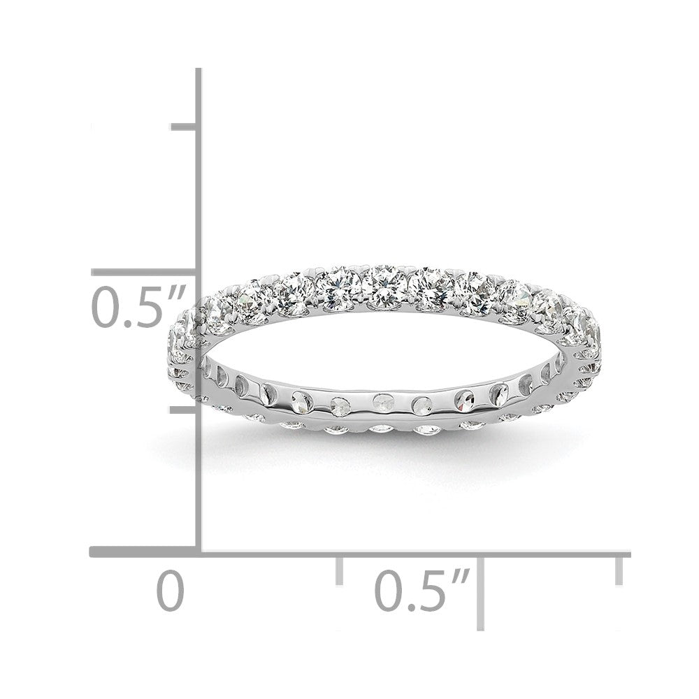 14K White Gold Polished Size 5 U-Shared Prong 1 carat Diamond Complete Eternity Wedding Band Ring