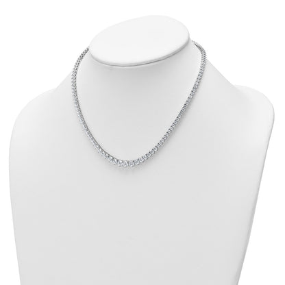 14K White Gold 15 1/10 carat Lab Grown Diamond VS/SI+ G+ Complete Round 16 Inch Graduated Tennis Necklace
