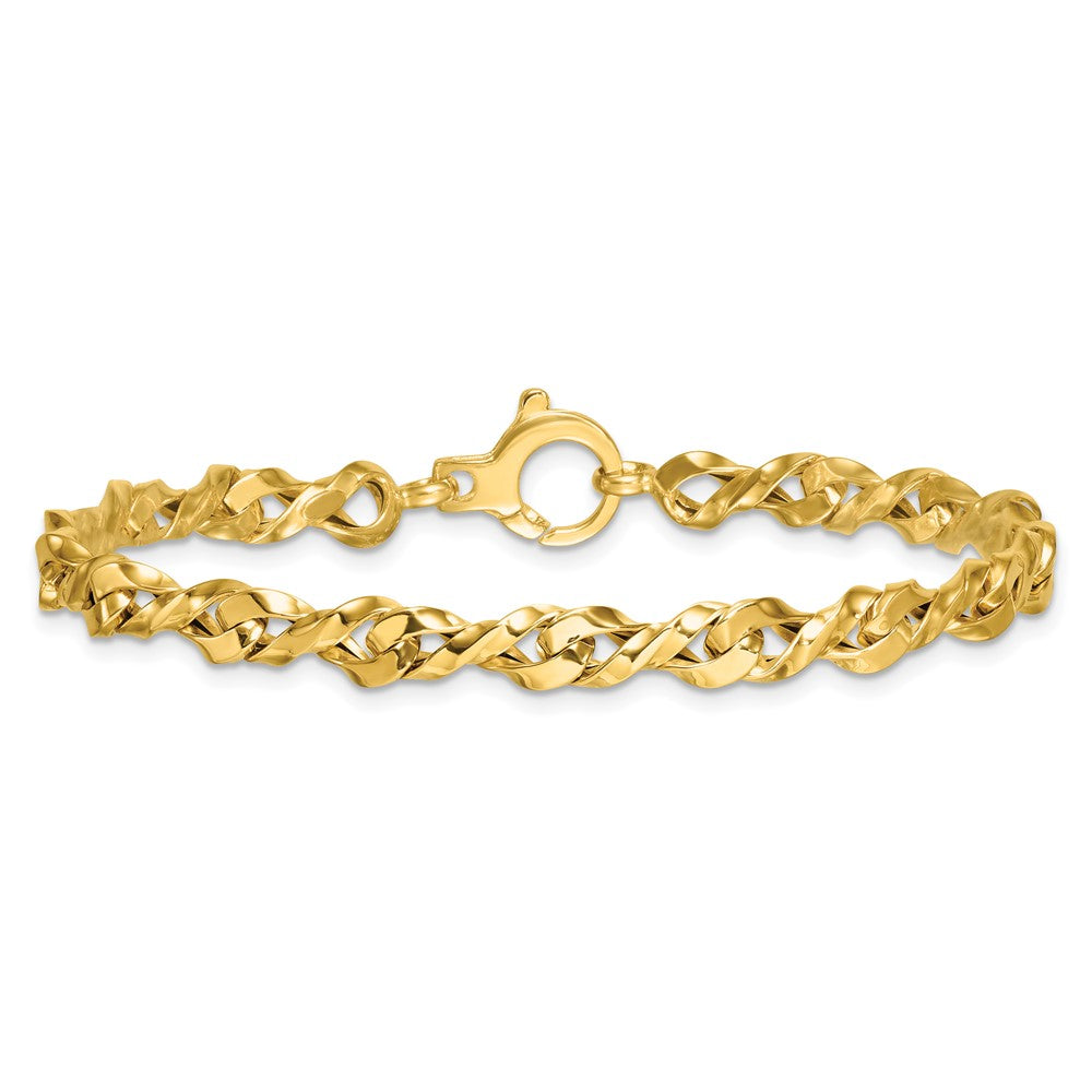 14K Yellow Gold Polished 4.7mm Fancy Twisted Link Chain Bracelet
