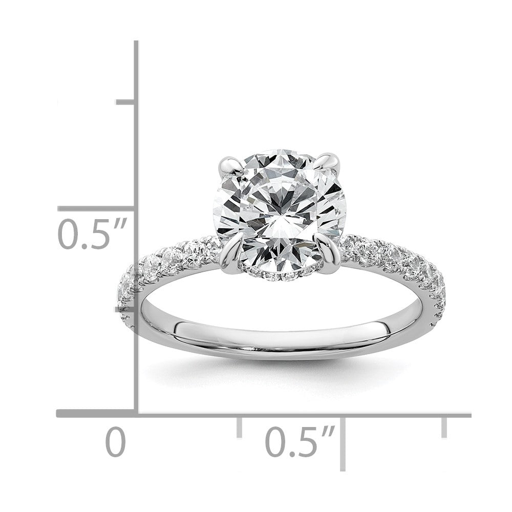 14K White Gold 2 3/8 carat Certified Lab Grown Diamond VS+ F+ Round Complete Solitaire with Flair Engagement Ring