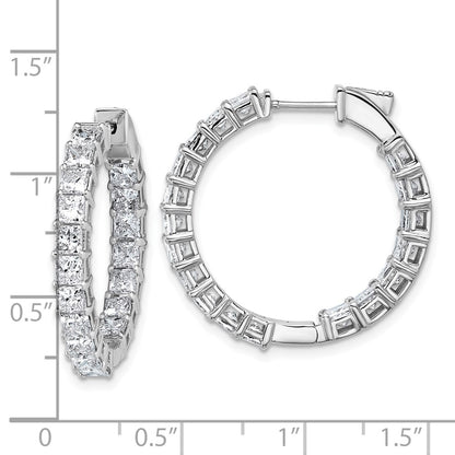 14K White Gold Inside/Outside Cert Lab Grown VS/SI GH Princess Diamond Hoop Earrings