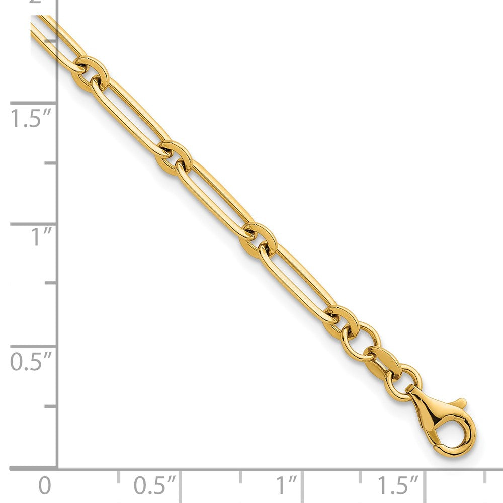 14K Yellow Gold Polished 3.75mm Paperclip and Round Link 7.25 Inch Bracelet