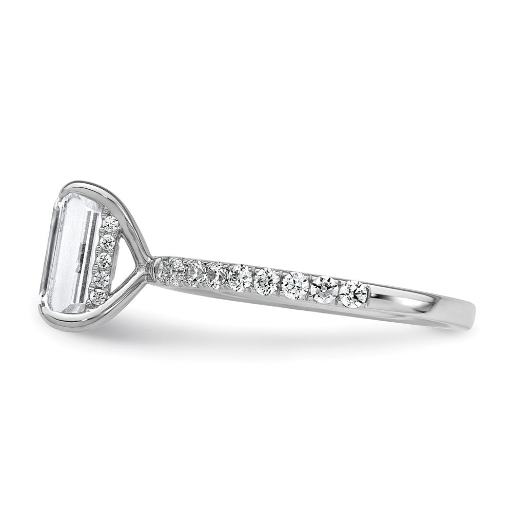 14K White Gold 2 3/8 carat Certified Lab Grown Diamond VS/SI+ G+ Emerald Complete Solitaire with Flair Engagement Ring