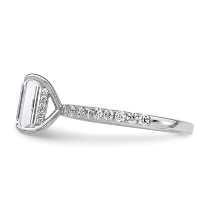 14K White Gold 2 3/8 carat Certified Lab Grown Diamond VS/SI+ G+ Emerald Complete Solitaire with Flair Engagement Ring