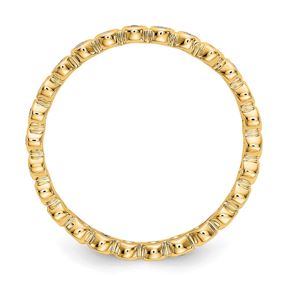 14K Yellow Gold Polished 1/3ct Bezel Set Diamond Eternity Wedding Band Ring