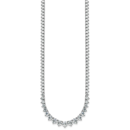 14K White Gold 11 5/8 carat Certified Lab Grown Diamond VS+ F+ Complete Round 20 Inch Graduated Tennis Necklace