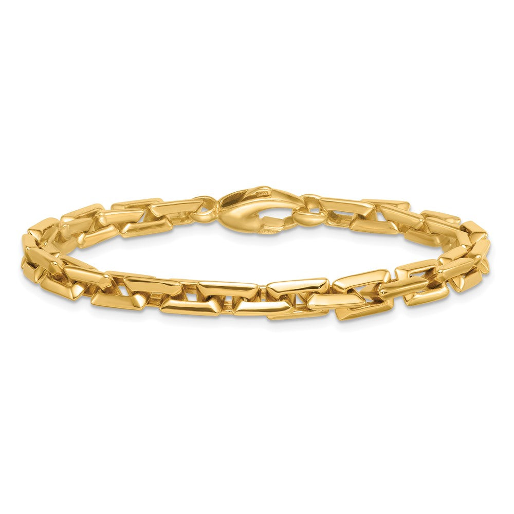 14K Yellow Gold Polished 6.25mm Fancy Square Link 7.25 Inch Bracelet