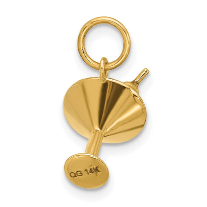 14K Yellow Gold Fancy Martini Glass With Olives Charm