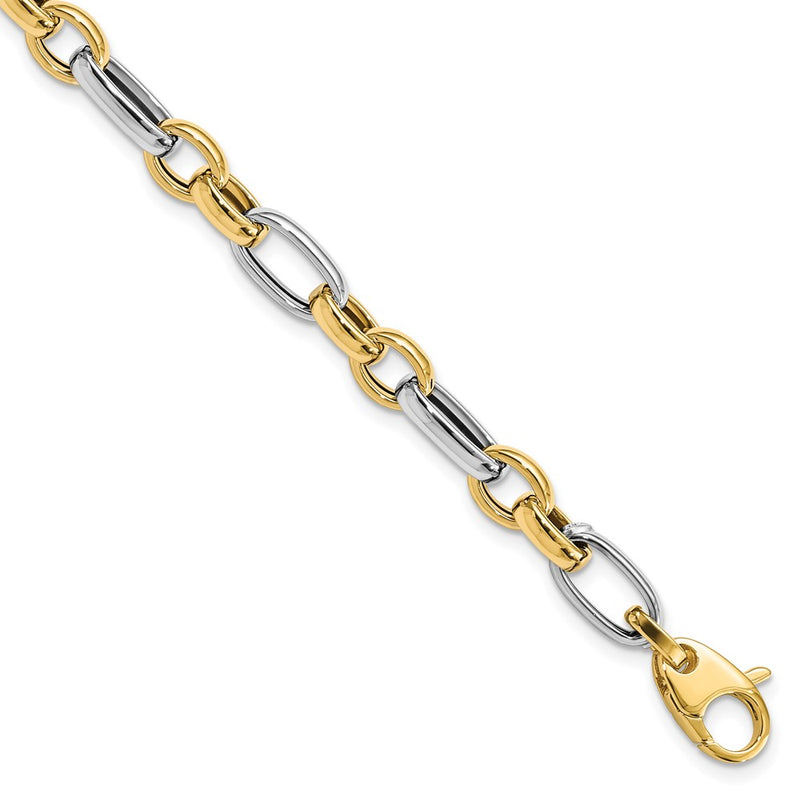 14K Two-Tone Gold Two-tone Polished Fancy Link 7.5 Inch Bracelet