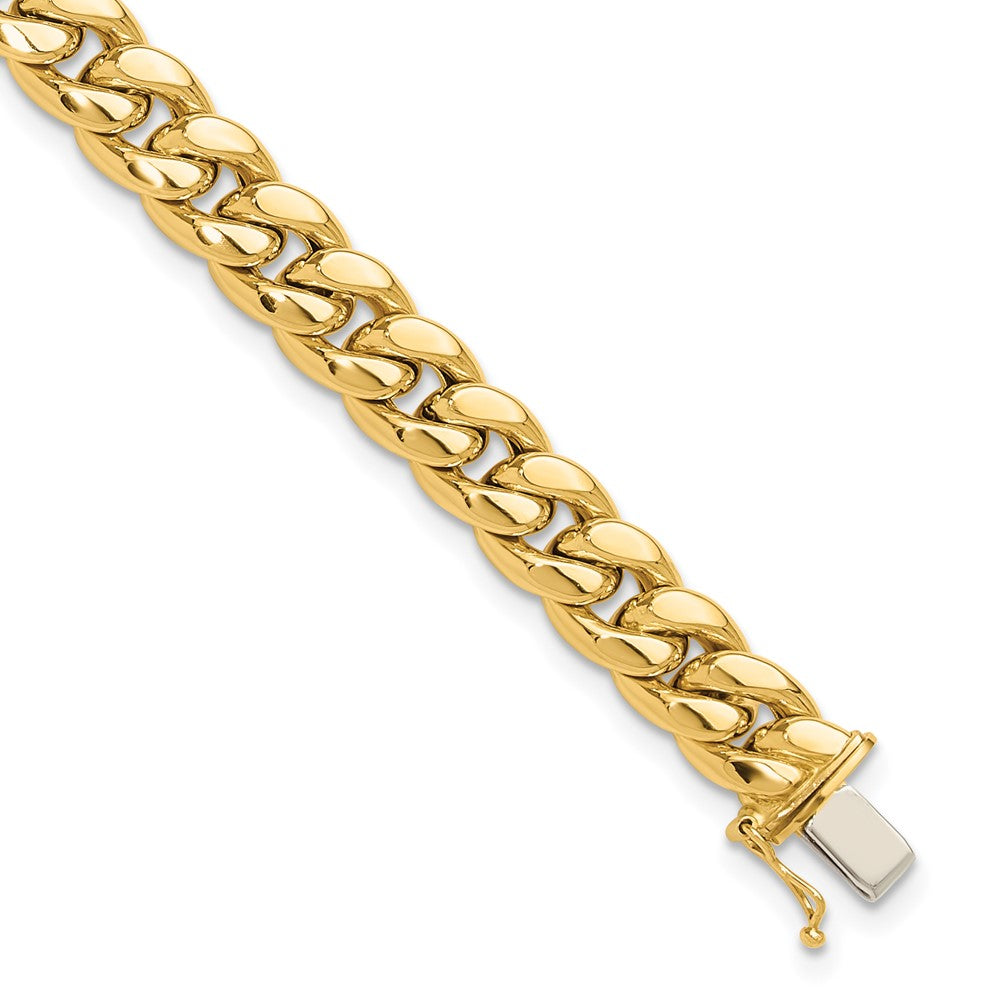 14K Yellow Gold Polished 8.9mm Curb Link 9 Inch Mens Bracelet