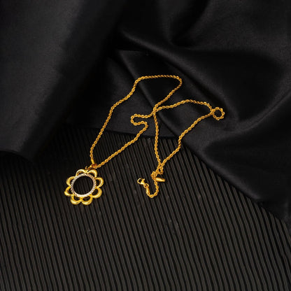 14K Yellow Gold Flower Quarter Coin Bezel Necklace