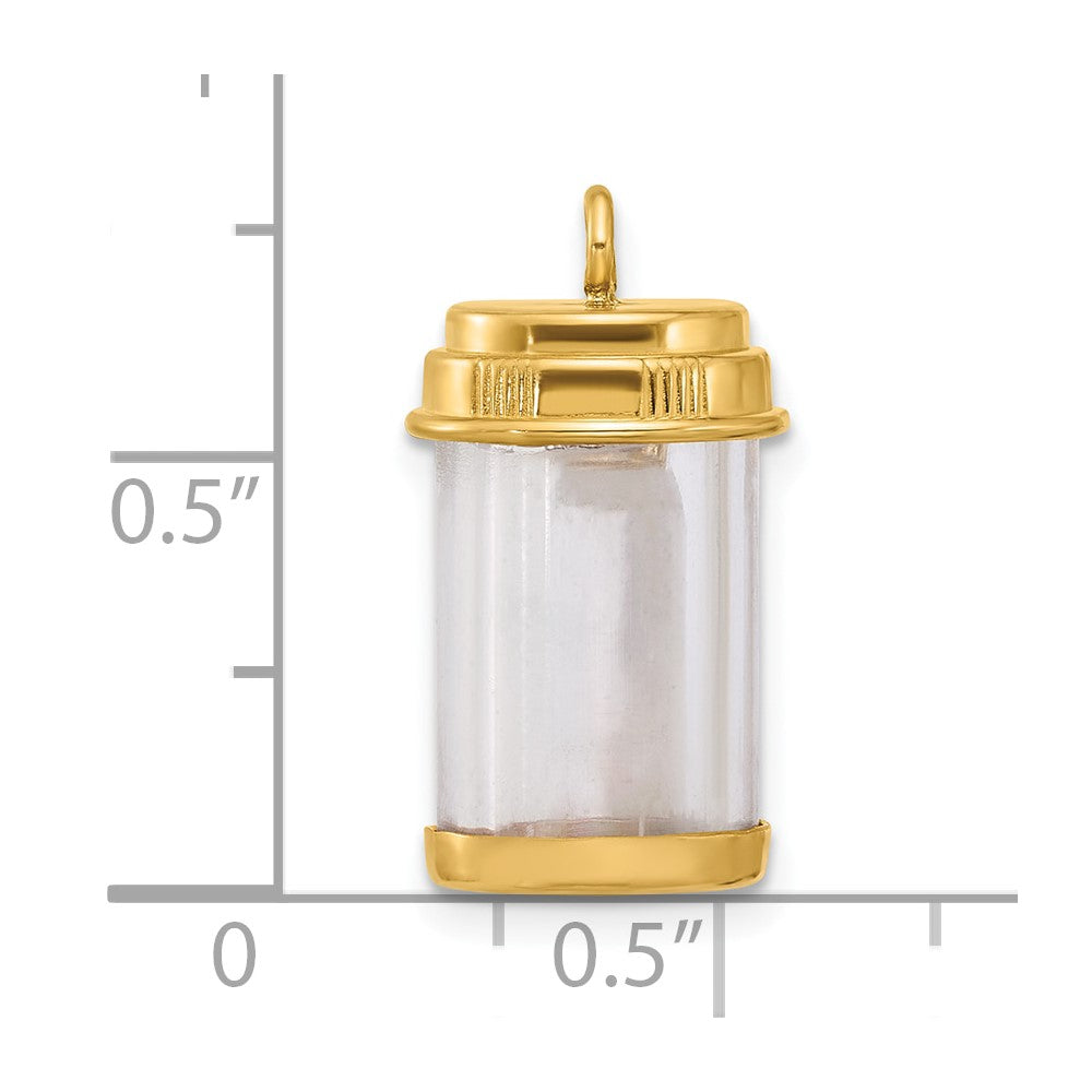 14K Yellow Gold Fancy Pill Bottle Charm