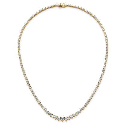 14K Yellow Gold 10 7/8 carat Certified Lab Grown Diamond VS/SI+ G+ Complete Round 18 Inch Graduated Tennis Necklace