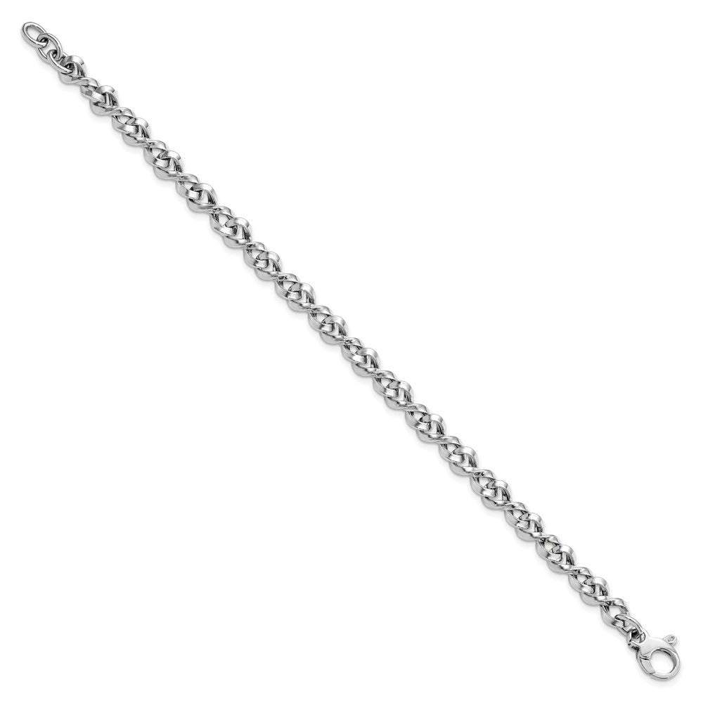 14K White Gold Polished Fancy Twisted Link 7.5 Inch Bracelet