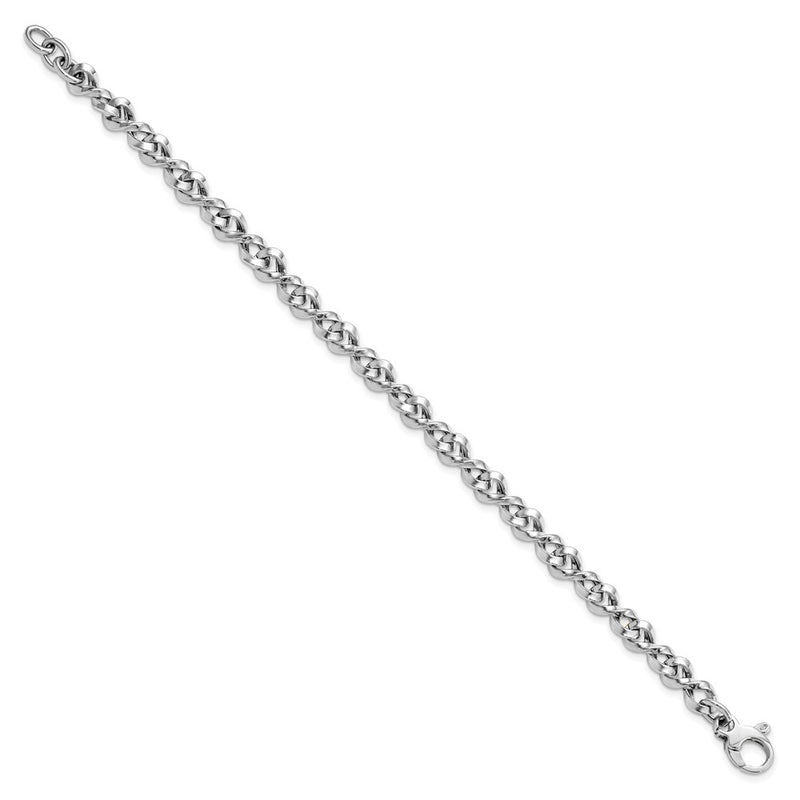 14K White Gold Polished Fancy Twisted Link 7.5 Inch Bracelet