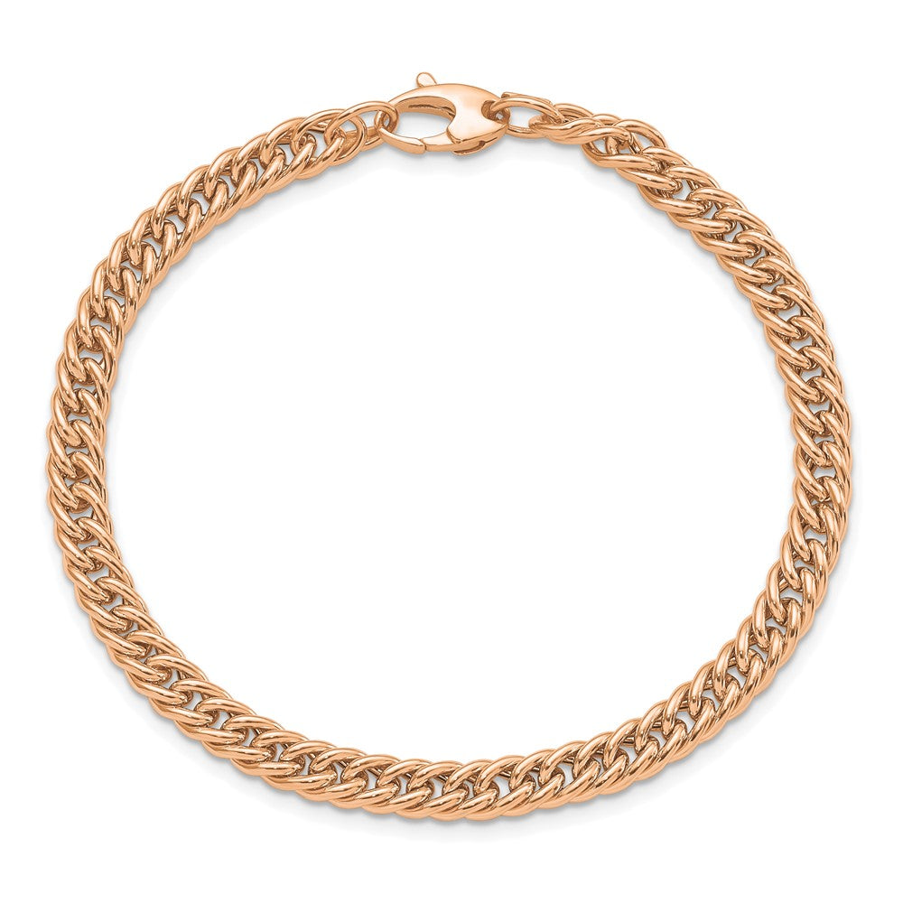 14K Rose Gold Polished Curb Link 7.75 Inch Bracelet