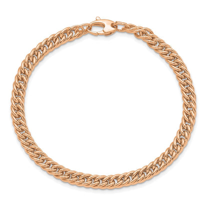 14K Rose Gold Polished Curb Link 7.75 Inch Bracelet