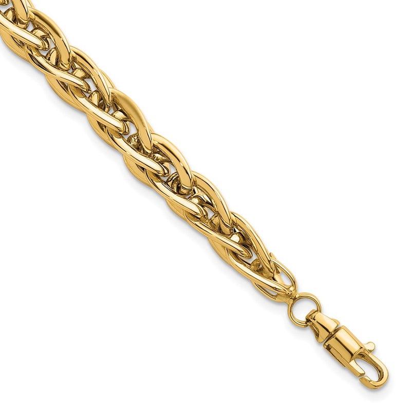 14K Yellow Gold Polished 5.2mm Fancy Rope Link Chain Bracelet