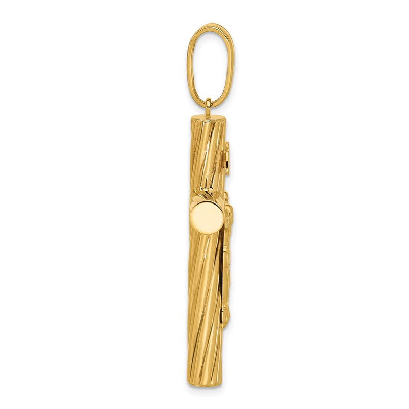 14K Yellow Gold Polished and Textured Crucifix Pendant