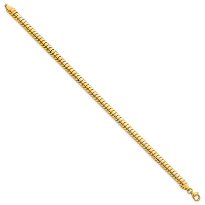 14K Yellow Gold Polished 5mm Fancy Herringbone Link Chain Bracelet