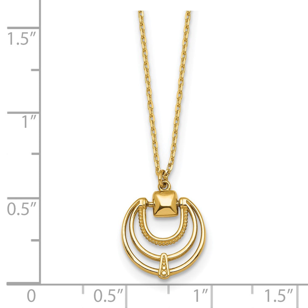 14K Yellow Gold Polished and Textured Fancy Circles 17 Inch Necklace