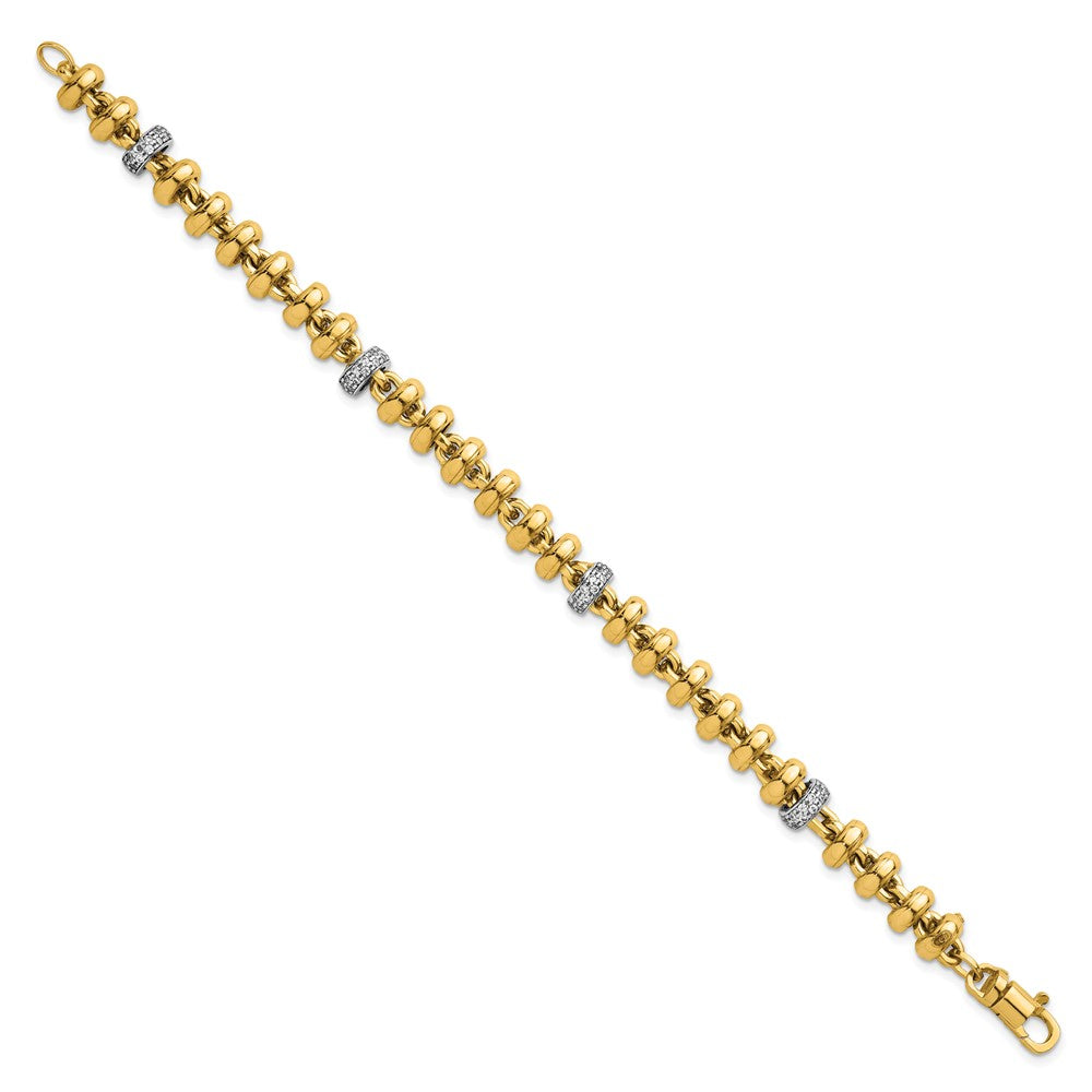 14K Two-Tone Gold Two-tone Polished Fancy Link CZ 7.5 Inch Bracelet