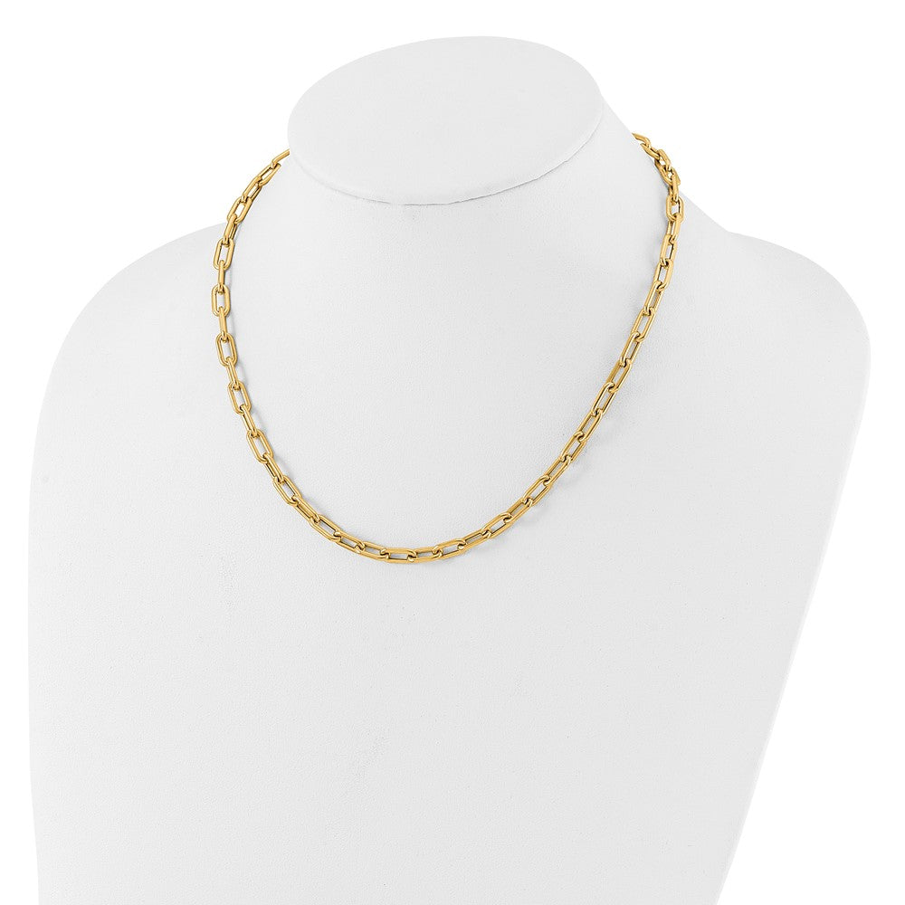 14K Yellow Gold Polished Fancy 5mm Oval Link 18 Inch Toggle Necklace