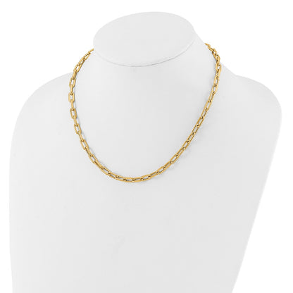 14K Yellow Gold Polished Fancy 5mm Oval Link 18 Inch Toggle Necklace