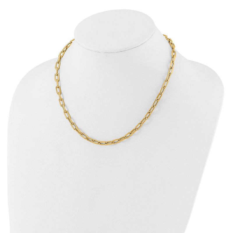 14K Yellow Gold Polished Fancy 5mm Oval Link 18 Inch Toggle Necklace