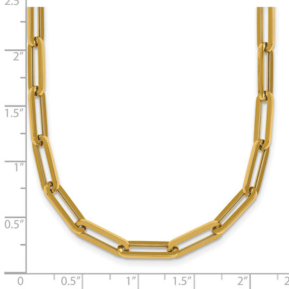 14K Yellow Gold Polished 4.3mm Paperclip Link 18 Inch Necklace