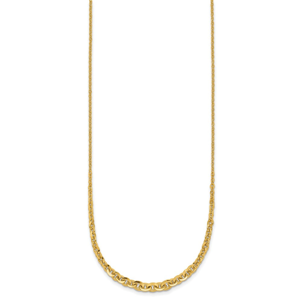 14K Yellow Gold Polished Fancy Graduated Cable Link 18 Inch Necklace
