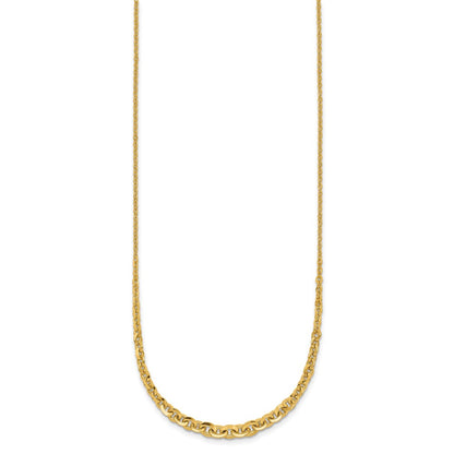 14K Yellow Gold Polished Fancy Graduated Cable Link 18 Inch Necklace