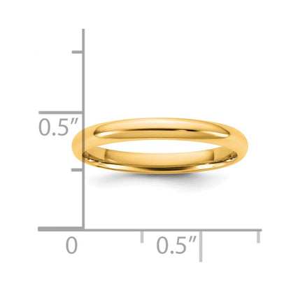 14K Yellow Gold 2.5mm LTW Comfort Fit Wedding Band Ring