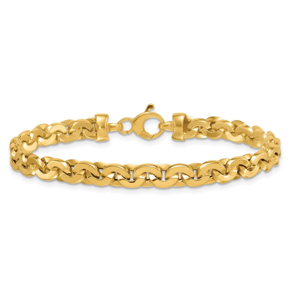 14K Yellow Gold Polished 5.75mm Fancy Cable Link 7.5 Inch Bracelet