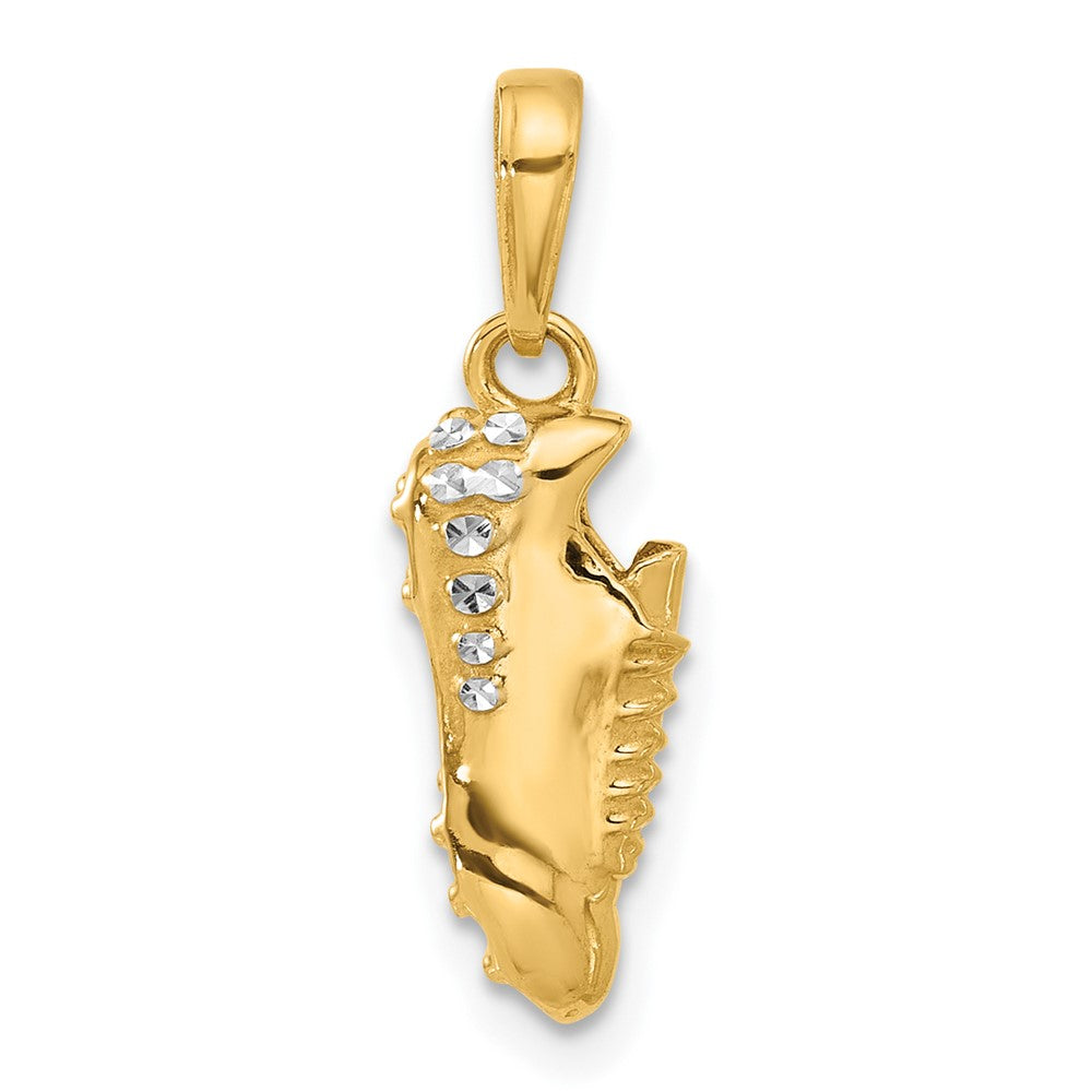 14K Yellow Gold and Rhodium Diamond-cut Soccer Cleat Pendant