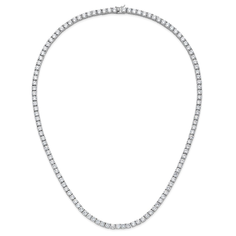 Cheryl M Sterling Silver Rhodium-plated Polished 5.00mm CZ with Safety Clasp Tennis 24 Inch Necklace