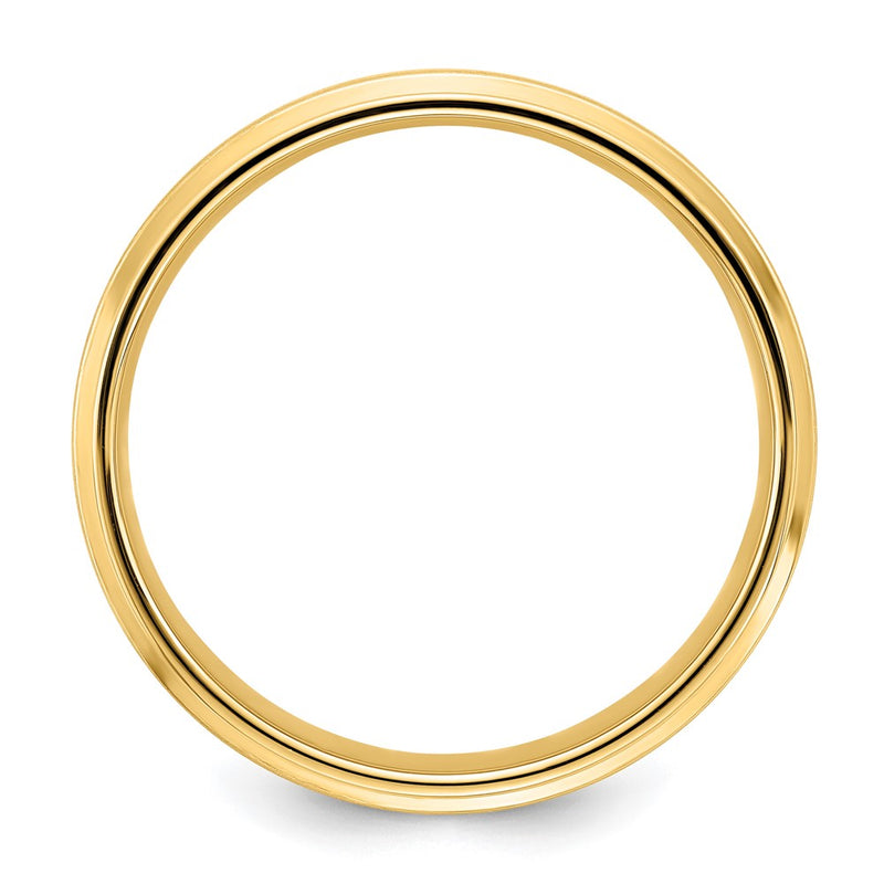 14K Yellow Gold 6mm Standard Weight Comfort Fit Brushed Satin Fancy Wedding Band Ring