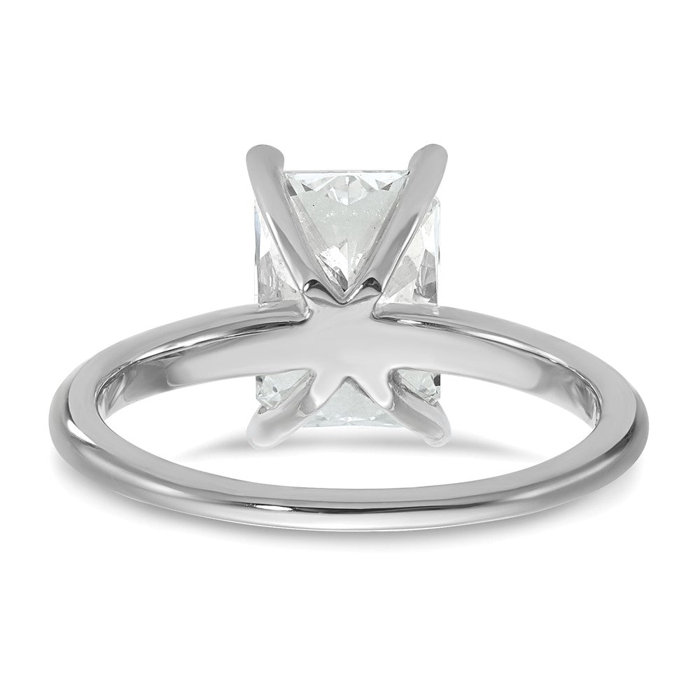 14K White Gold 2 1/2 carat Certified Lab Grown Diamond VS+ F+ Radiant Solitaire Complete Engagement Ring