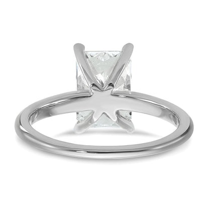 14K White Gold 2 1/2 carat Certified Lab Grown Diamond VS+ F+ Radiant Solitaire Complete Engagement Ring