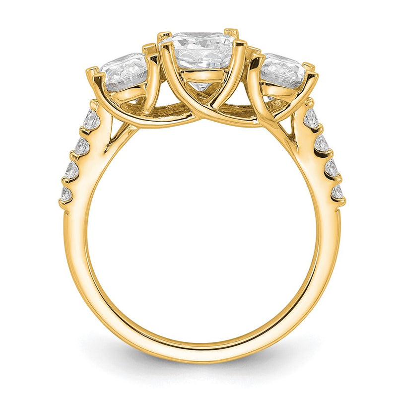 14K Yellow Gold 2 3/4 carat Certified Lab Grown Diamond VS/SI+ G+ Oval Complete Three Stone Engagement Ring